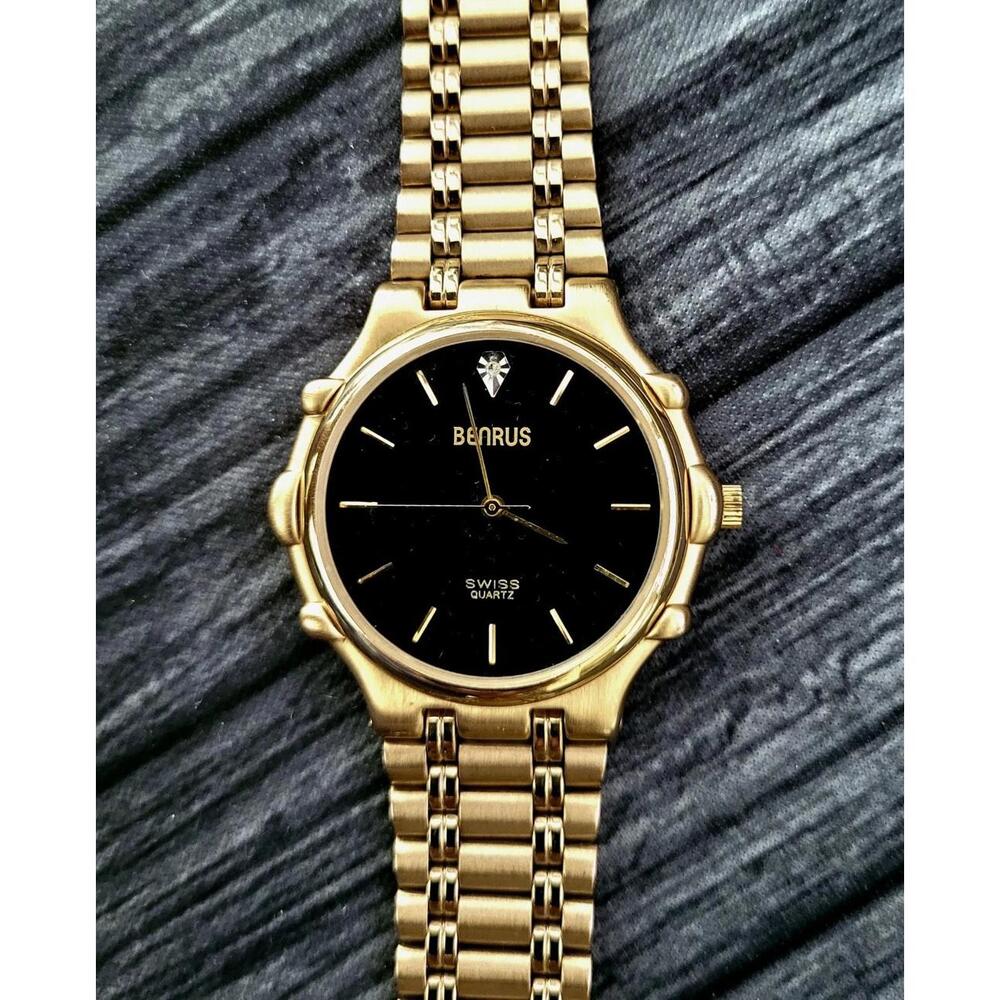 Rare Vintage Benrus Swiss Diamond Executive Gold Tone Watch‎ - Picture 4 of 9